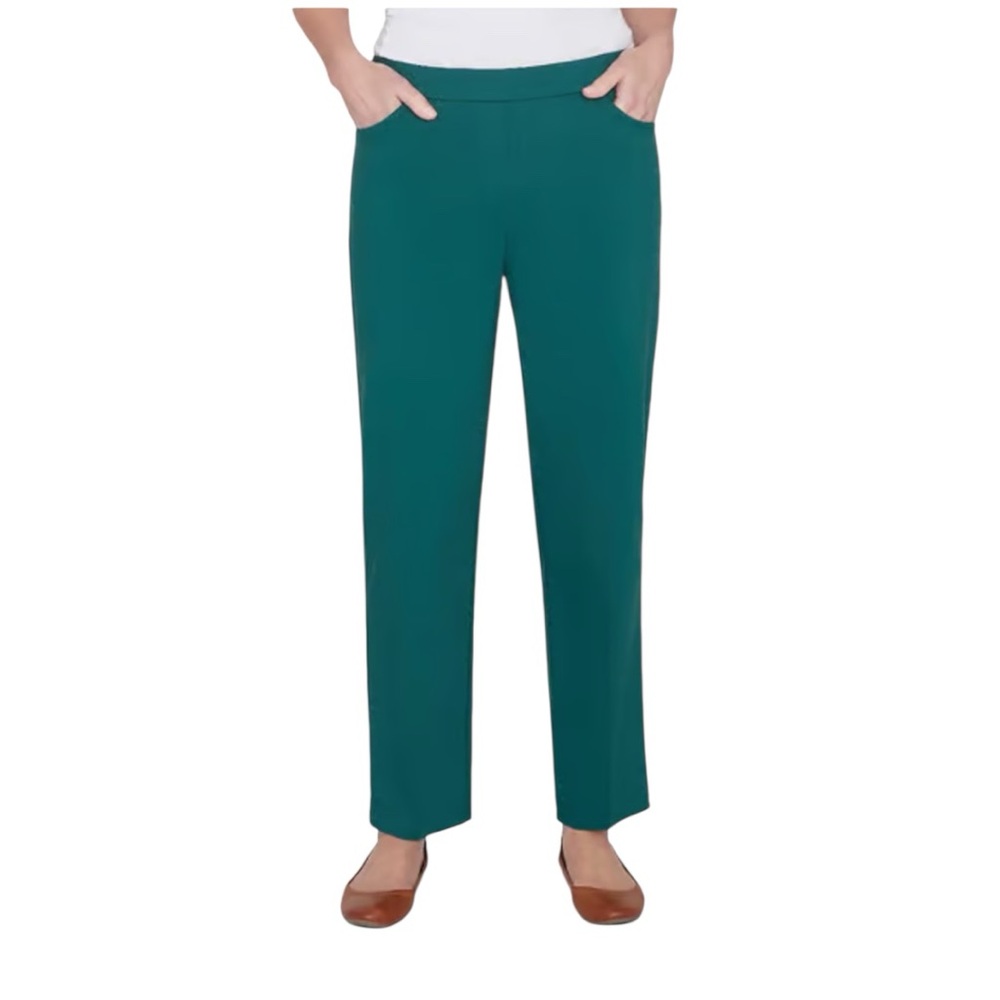 NEW Alfred Dunner Tummy Control Pants Classics Allure Pants Hunter Green 10P
